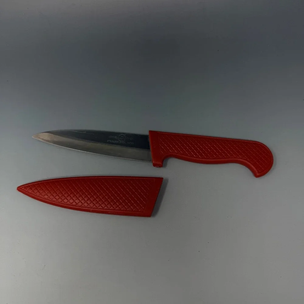 Joyce Chen Stainless Steel Japan Paring Utility Knife Red Sheath Cover 3.5 Inch‎